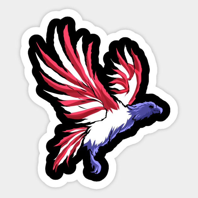 Eagle in colors of US flag, patriotic Sticker by SinBle